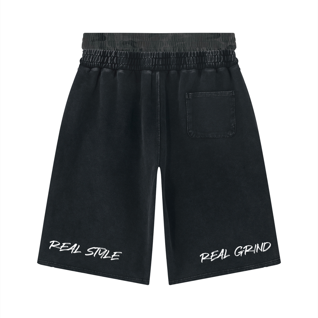 Unisex Vintage Wash Distressed Wide Leg Shorts
