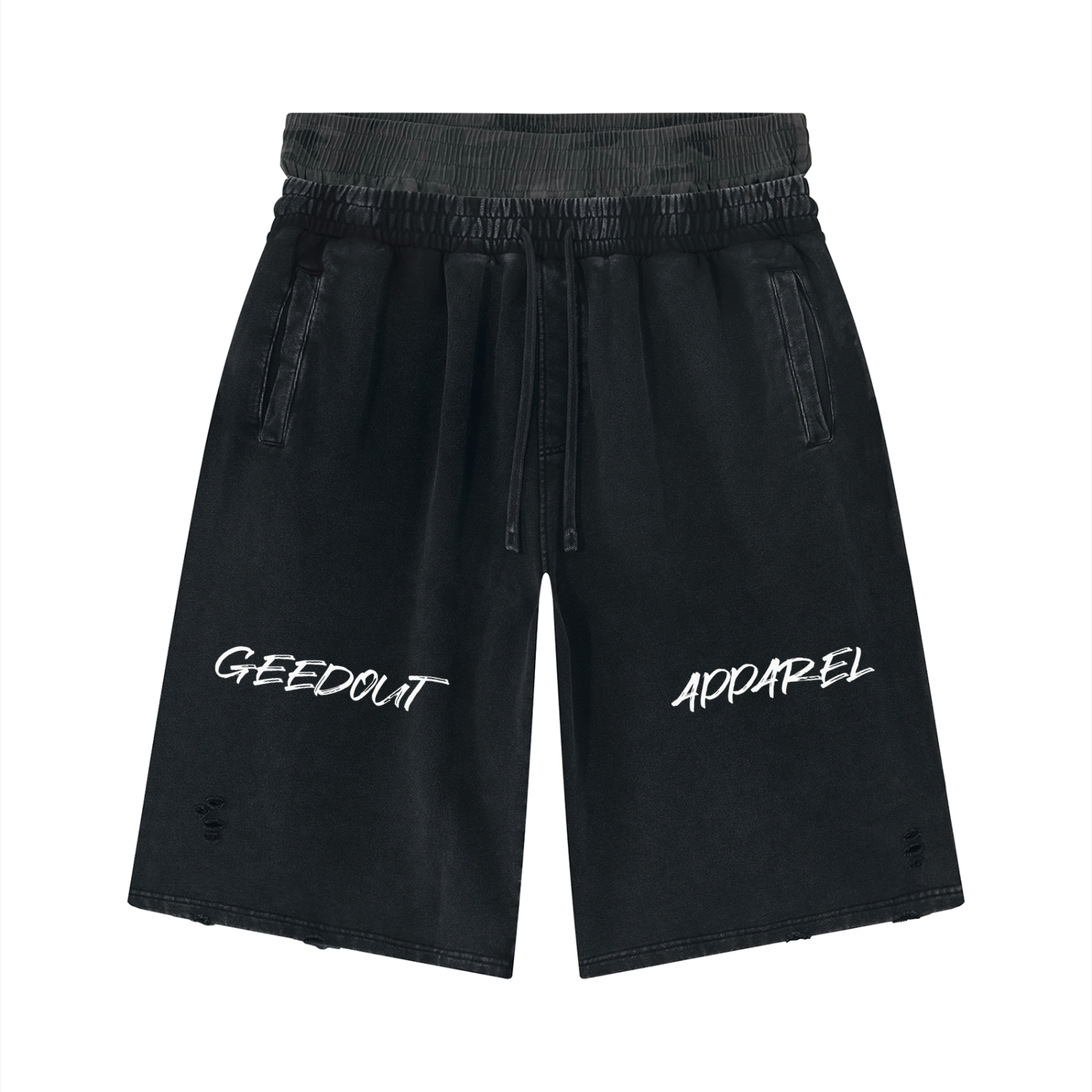 Unisex Vintage Wash Distressed Wide Leg Shorts