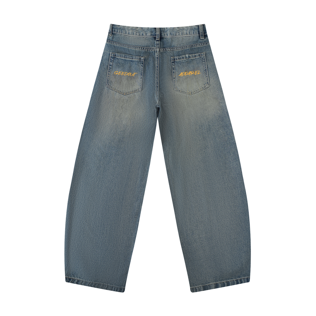 Men's Distressed Barrel Leg Jeans